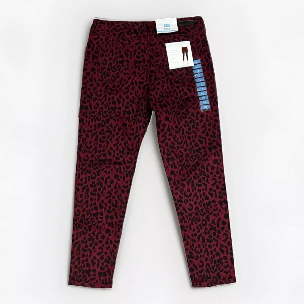 social standard by sanctuary womens skinny jeans size 10 leopard print maroon